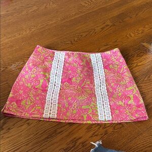 Lily Pulitzer Floral Pink and Green Skirt Size 8